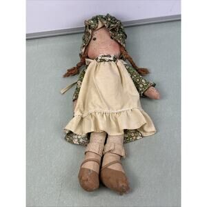 Holly Hobbie’s Friend Amy Cloth Rag Doll 16” Green Bonnet Dress Knickerbocker